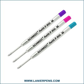 Lanier Combo Pack - Pack of 3 - Schmidt P900 M Parker Style Ballpoint Refill 1 Violet, 1Magenta, 1Turquoise Medium Tip