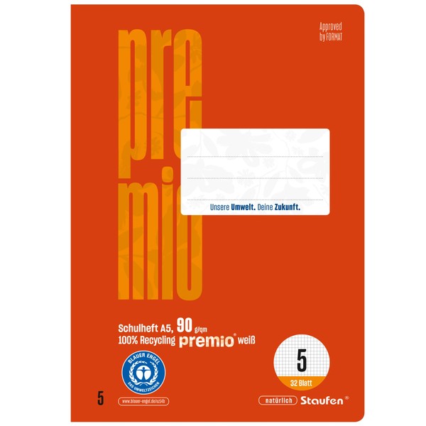 Staufen Premio Exercise Books – 5 Notebooks 32 Sheets Each