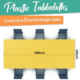 Kongdaoth Yellow 12 Pack Plastic Tablecloths 54"x 108" Disposable Rectangle Table Cloth Plastic Table Cover for Party Disposable Tablecloths
