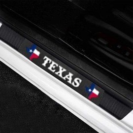 4 Pieces Car Door Sill Protector,Carbon Fiber Threshold Anti-Scratch Sticker Door Edge/Rear Guard Protection Texas Car Accessories