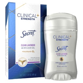 Secret Secret Clinical Strength Clear Gel Antiperspirant and Deodorant, Clean Lavender, 1.6 oz (Pack of 12)