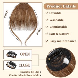 Fanguilar Bangs Hair Clip in Bangs Real Human Hair Clip on Bangs Wispy Bangs Hair Clip in Human Hair Extensions Hair Bangs for Women's Hair
