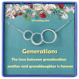 Grandmother Gifts for Grandma Present Nana Jewellery Mum Necklace Silver Circle Infinity Pendants Mothers day Granddaughter Birthday Present for Grandma gifts Women