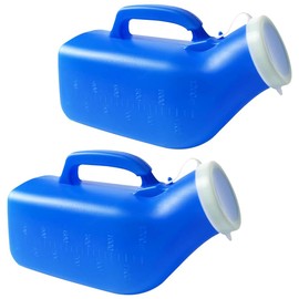 YqsIbth Male Urinal Bottle, 2PCS 1200ml Urine Bottles Male, Reusable Urinal Pee Bottle for Men with Lid, Emergency Urinal Bottle for Hospital Incontinence Outdoor Car Travel(Blue)