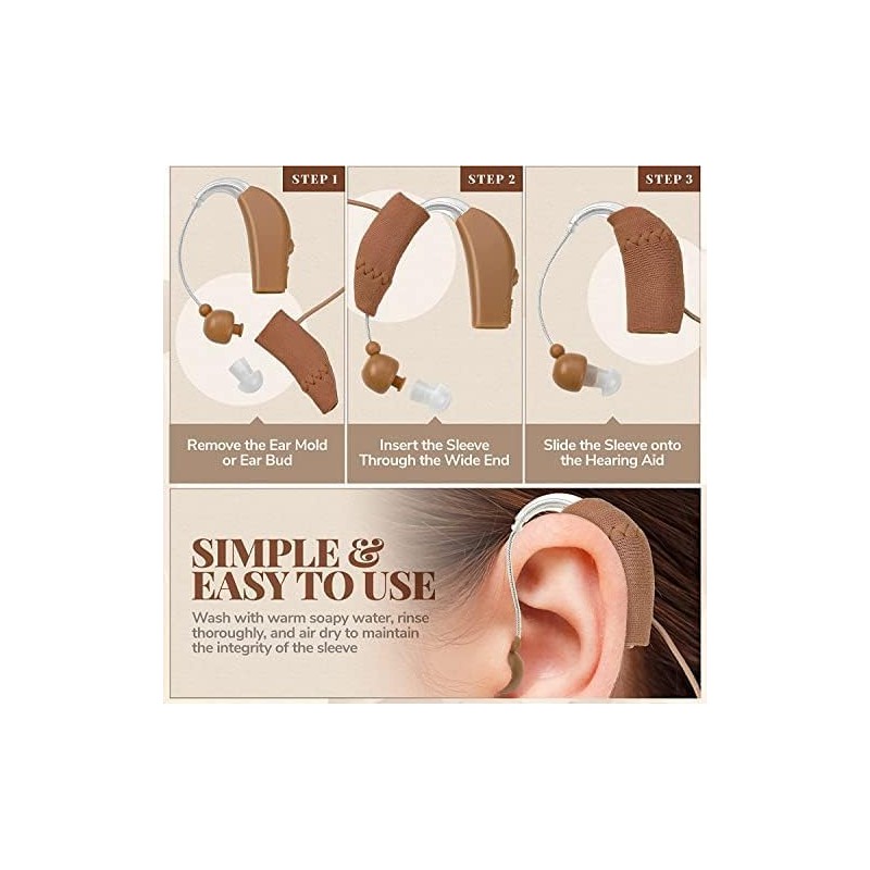 Hearing Aid Protectors and Clips - (2-Pack) Corded Fabric Cover