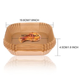 6.3 Inch Air Fryer Disposable Paper Liner, 100 Pcs, Square Air Fryer Liners That Doesn't Affect Food Taste, High Heat Resistant