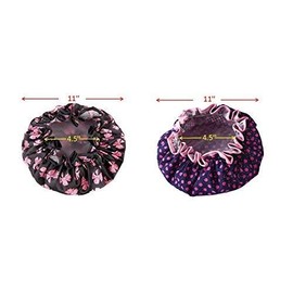 2 Pieces Double-layer Bath Cap Elastic Band Shower Hat Waterproof for Women Shower Spa (The purple)