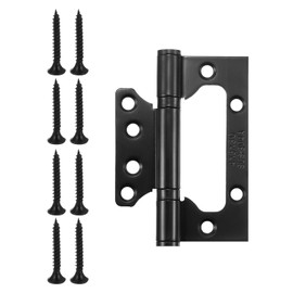 sourcing map 2Pcs 4x3 Inch Door Hinges Non-Mortise No Noise Stainless Steel Bifold Door Hinges with Mounting Screws Plating Surface for Furniture Window, Black