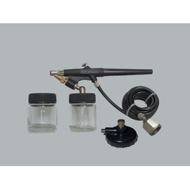 ABAC G-520 Airbrush Kit, Small Compressed Air Gun with 2 Paint Containers, 1.5m Hose, Compressed Air Coupler, Black