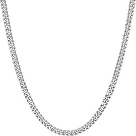 ShiWuYou 1 Pcs Men Cuban Chain Necklace, 5mm, 20" Length, Silver Chain Men, Stainless Steel Neck Link Chains for Men Man Women
