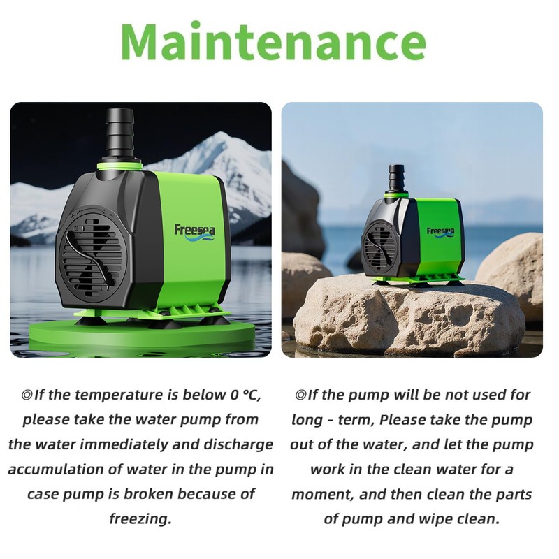 FREESEA Submersible Aquarium Fountain Pump: 400GPH 25W Adjustable Ultra Quiet