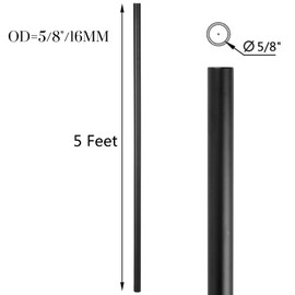 Senmit 5 Feet x 5/8-inch Round Horizontal Bar Baluster for Stair Remodel - Wrought Stair Iron Baluster for Staircase, 5 Pack Matte Black