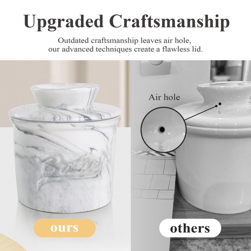 MSJGA Butter Crock for Counter with Water, French Butter Keeper