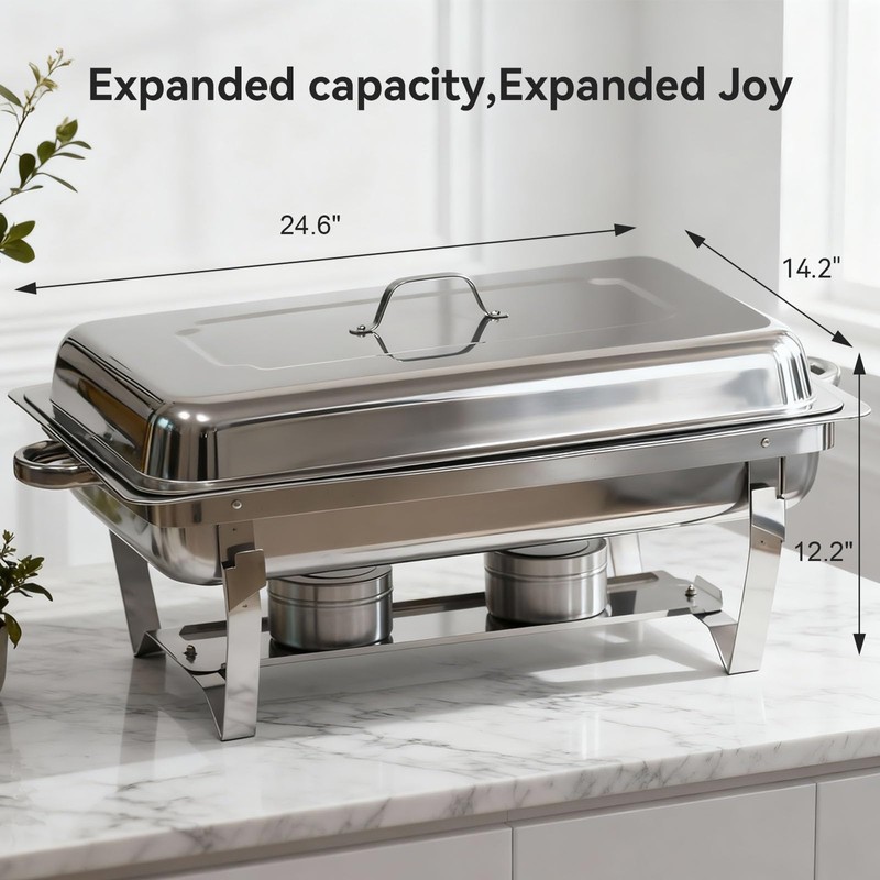 9Qt Chafing Dishes for Buffet, 4 Pack Silver 304 Stainless