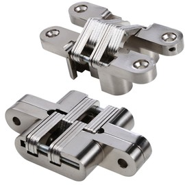 UHPPOTE Polished Invisible Hidden Conceal Mounted Door Blind Cross Hinge 180 Degree (Pack of 1 Pair)