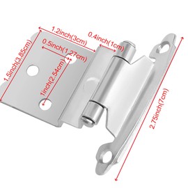 SEUNMUK 40 Pack 3/8 Inch Inset Satin Nickel Cabinet Hinges, Face Mount Self Closing Variable Flush Cabinet Hinges, with 200 Mounting Screws, Silver, Satin Nickel