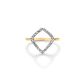 PAVOI 14K Yellow Gold Plated Two Toned Mixed Metals Diamond Shaped Geometric Ring for Women with Cubic Zirconia | Statement Ring | Size 9