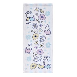 Nishikawa XT25138603 DB5603 Cheerful Smile Miffy Face Towel, 13.4 x 31.5 inches (34 x 80 cm), Washable, 100% Cotton, Blue