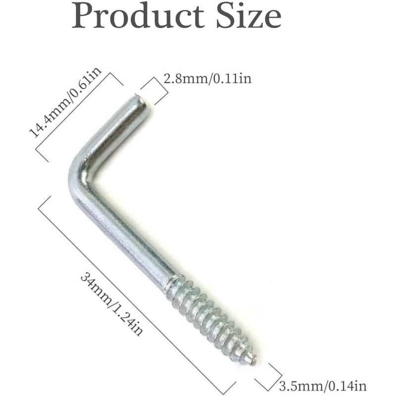 FARBEIR 50 Pcs Right Angle Hooks Zinc Plated L Hook