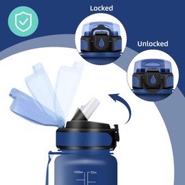 Vikaster Water Bottle with Straw 1000 ml Leak-Proof BPA-Free Sports Bottle for Camping, Yoga, Gym, School, Outdoors