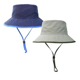 Baby Sun Hat for Boy Girl Toddler Summer Bucket Hat Kids Sun Protection Beach Hat Baby Swim Hats (US, Age, 6 Months, 24 Months, Navy+Gray)