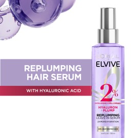 L'Oral Paris L'Oral Paris Elvive Hyaluron Plump Moisture Plump Hair Serum for Dehydrated, Dry Hair with Hyaluronic Acid Care Complex, Paraben-Free, 4.4 Fl Oz