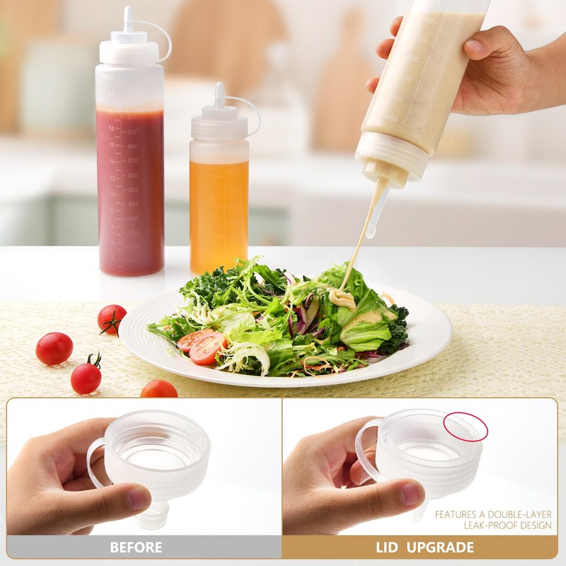 Belinlen 8 Pack 12 oz Plastic Squeeze Squirt Condiment Bottles