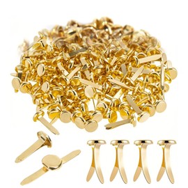 PHIOMUUE 100 Pcs Golden Paper Fasteners, Round Head Split Pins Metal Paper Clips,Mini Brads for Crafting, DIY Scrapbooking, Stamping Projects, Office Supplies,Multicolor Scrapbooking Brads
