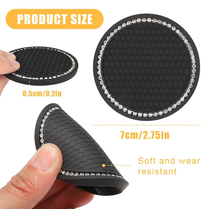 BHIPKOT Car Cup Coasters - Universal Cup Holder Inserts -