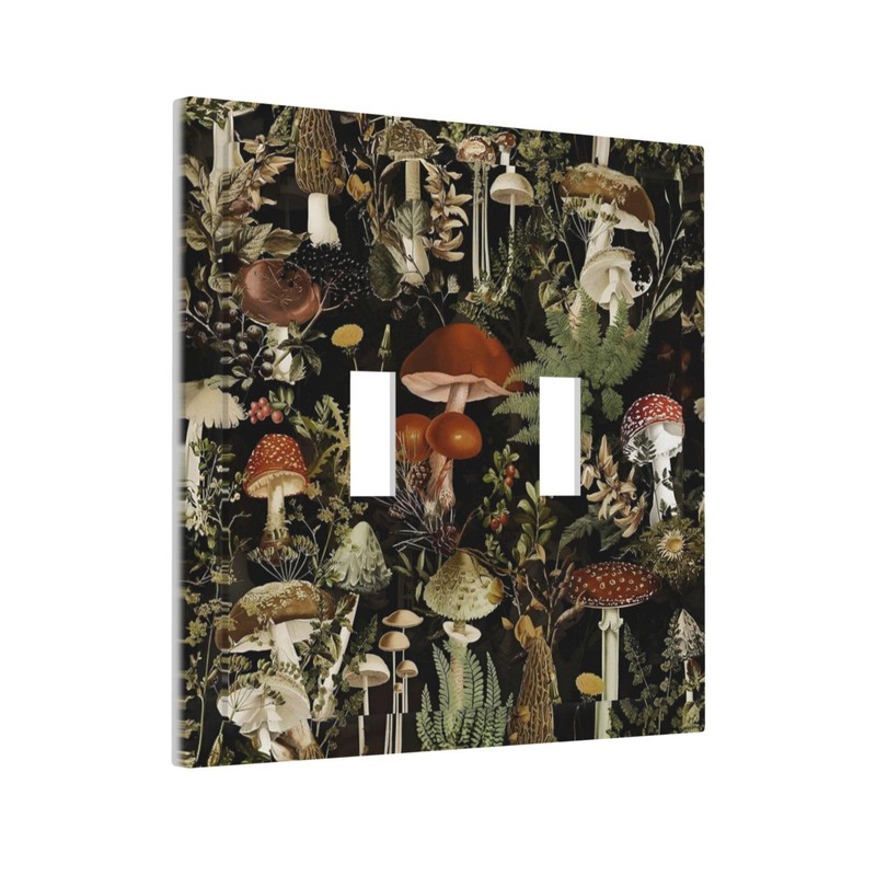 Rougui Decorative Switch Plate Covers Rustic Red Mushroom Plant Green
