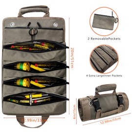 Boshiho Tool Roll Bag – Tool Bag Roll Bag Empty Professional Multi-Purpose Tool Roll Bag with 6 Zip Pockets, for Electricians, Motorcycle, Bicycle, Craftsmen, Family, Fatherhood Gifts