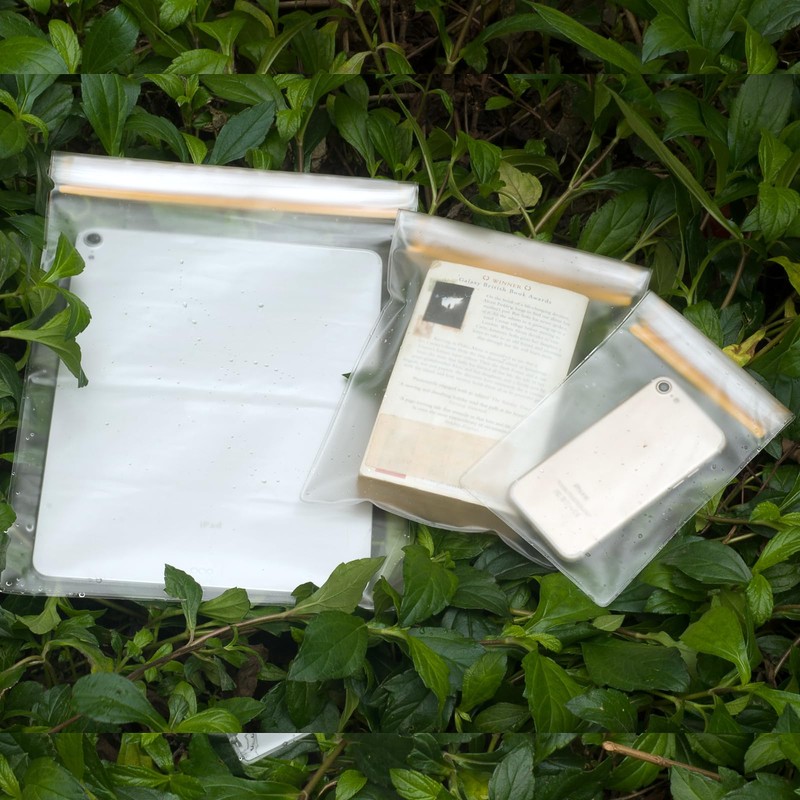 YUMQUA Clear Waterproof Bags 5 Pack Set, Watertight Pouch Holder