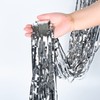 2Pcs 3.3ft x 8.2ft Tinsel Foil Curtains, Silver Metallic Foil