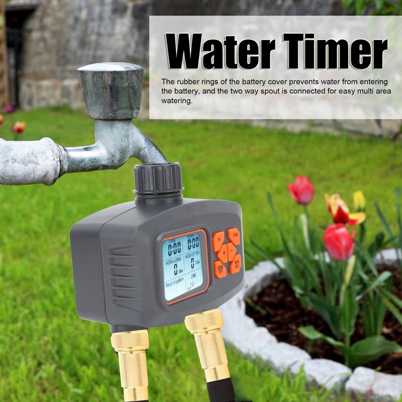 2 Outlet Hose Watering Timer 2 Zone Sprinkler Timer with