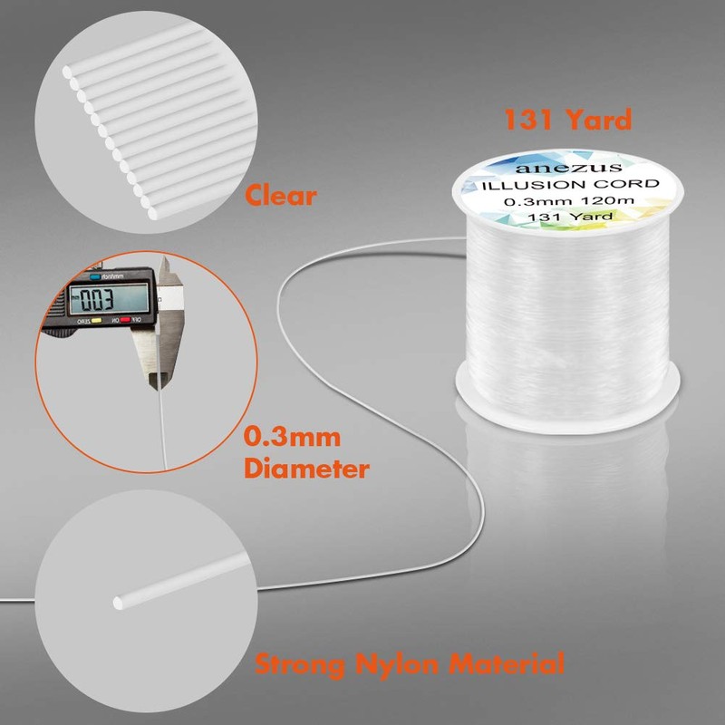 anezus Fishing Line Nylon String Cord Clear Fluorocarbon Strong Monofilament
