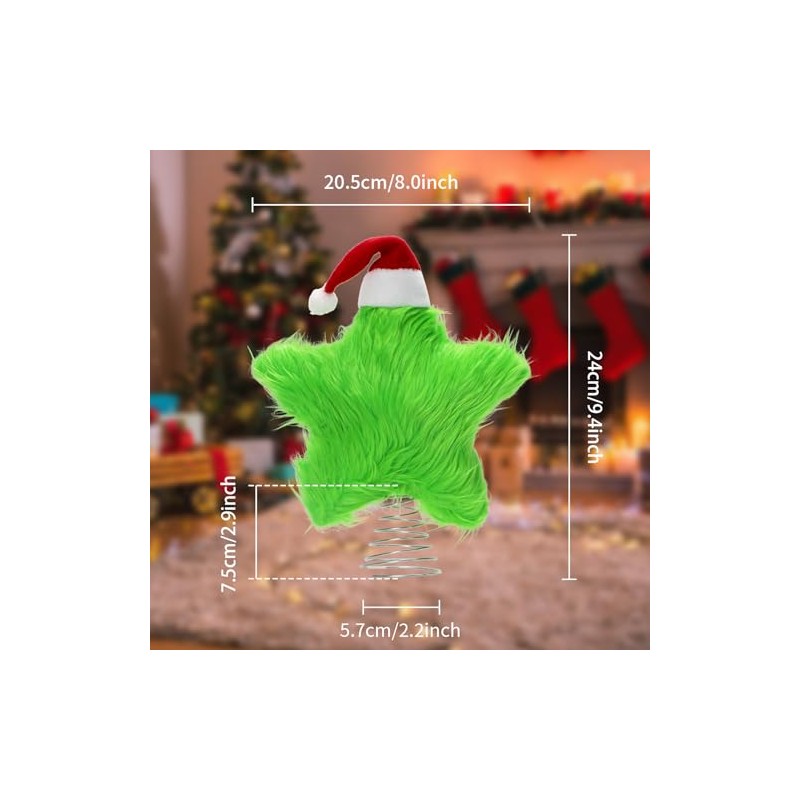 Plush Christmas Tree Topper Star, 19CM Fluff Star Christmas Tree