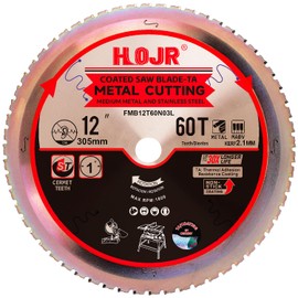 HOJR Metal Cutting Circular Saw Blade, Steel and Stainless Steel Cutting, The Cutting Head uses a Special Anti-Heat Sticking Coating with high Finish and Long Life, FMB 12 Inch 60-Tooth 1" TA