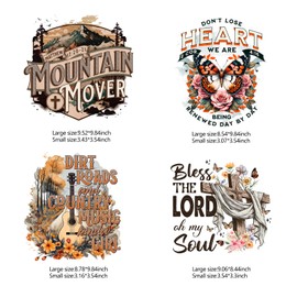 8PCS Jesus Iron On Transfer Stickers for T-Shirt Hoodies Pillow Clothing Bags DIY Heat Transfer Vinyl Cross Butterfly Design Decoration Applique Patches