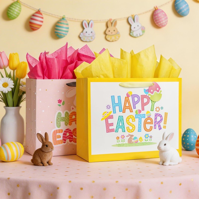 Bobobag 16" Large Easter Gift Bag with Tissue Paper and
