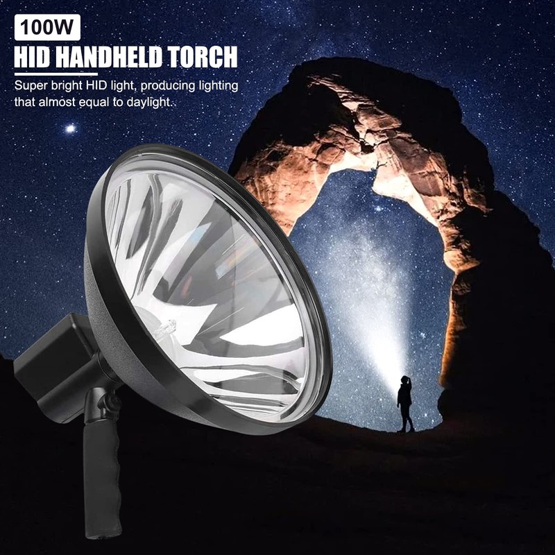 EVTSCAN Spotlight Flashlight, 100W HID Handheld Torch Hunting Spot Light