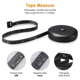 Pack of 2 150 cm Tape Measure, Tailor's Tape Measure, Retractable Soft Roll Measuring Tape, Small Measuring Tape, Flexible Measuring Tape, Tailor Measuring Tape, Rollfix Tape Measure for Body, Sewing,
