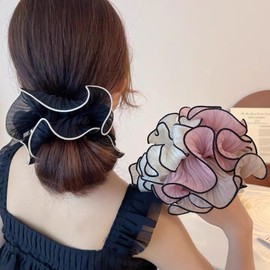 Ypkia 4 Stück Chiffon Scrunchies Haargummi mit Großer Blume Damen Gummibänder Weiche Elastische Pferdeschwanzhalter Für Frauen Mädchen Haarschmuck