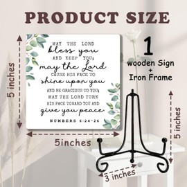 The Lord Bless You And Keep You Sign, Rustic Christian Decor, Farmhouse Home Office Decor, Inspirational Christian Gifts for Women Men, Vintage Decoration for Bedroom Bathroom, 5" x 5"-303