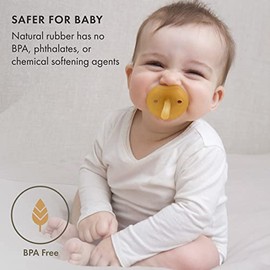 Natursutten - Chupetes de goma natural - Chupete seguro y suave sin BPA para bebés lactantes, fabricado en Italia, pezón redondo con escudo de mariposa, recién nacido de 0 a 6 meses