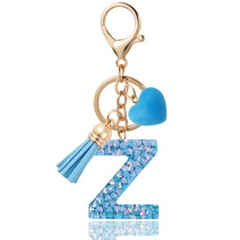 ANHBKAR Alphabet Initial Letter Keychain Cute Heart Resin - Letter Keychain for Backpack Charms - Initial Keychains for Women (Z, LIGHT BLUE)