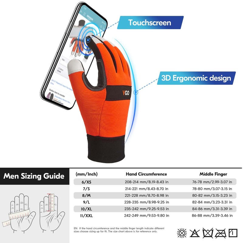 Vgo... Chainsaw Gloves 12-Layer Protection on Left Hand, Safety Forestry