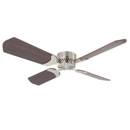 RecPro RV 12V Ceiling Fan | 4-Blade | 4-Speed | Near Silent Operation | Reversing Direction Wall Control (Brushed Nickel: Cherry Blades, 36")