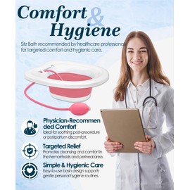 Sitz Bath, Sitz Bath for Toilet Seat, Postpartum Essentials and Hemorrhoids Care Kit - Yoni Steam Seat - Foldable Portable Basin for Epsom Salt Soak - Yoni Steaming Bowl - Unisex and BPA Free