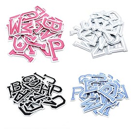 Iron on Letters for Clothing,104 Pieces Iron on Patches for Clothing,4 Set Letter Patches for Clothing,1.6” x 2” (Black+Blue+Pink+White)