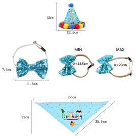 Dog Birthday Bandana, Blue Birthday Hat and Bandana, Cute Cat and Dog Headpiece and Clothing Beauty, Pet Birthday Party Supplies for Pet Birthday